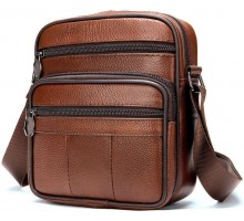 Мужская барсетка натуральная кожа коричневая 