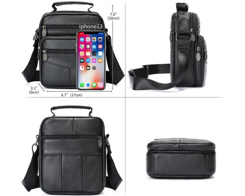 Мужская барсетка натуральная кожа с ручкой черная 