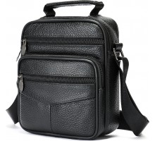 Мужская барсетка натуральная кожа с ручкой черная 