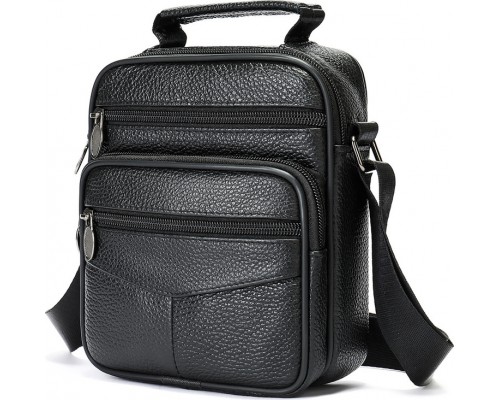Мужская барсетка натуральная кожа с ручкой черная 