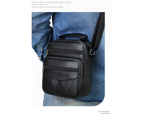 Мужская барсетка натуральная кожа с ручкой черная 