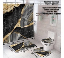 Комплект ковриков для ванной и туалета со шторкой 60*40 см (Золотой мрамор)