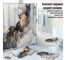 Комплект ковриков для ванной и туалета со шторкой 60*40 см (Мрамор)