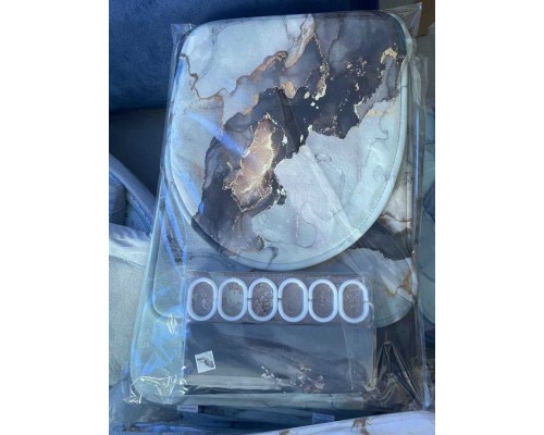 89, Комплект ковриков для ванной и туалета со шторкой 60*40 см (Мрамор), , 13990 тг, 959662, Buzz Lady, Аксессуары для ванной комнаты