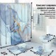 Комплект ковриков для ванной и туалета со шторкой 60*40 см (Голубой мрамор)