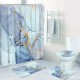 Комплект ковриков для ванной и туалета со шторкой 60*40 см (Голубой мрамор)