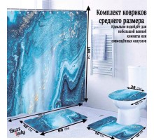 Комплект ковриков для ванной и туалета со шторкой (Малахит)