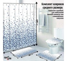 Комплект ковриков для ванной и туалета со шторкой (Пиксель)