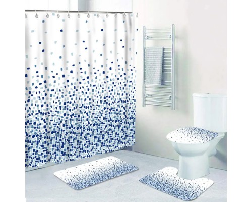 Комплект ковриков для ванной и туалета со шторкой (Пиксель)