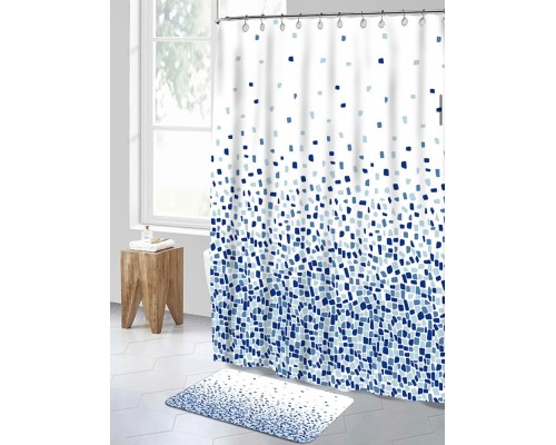 Комплект ковриков для ванной и туалета со шторкой (Пиксель)