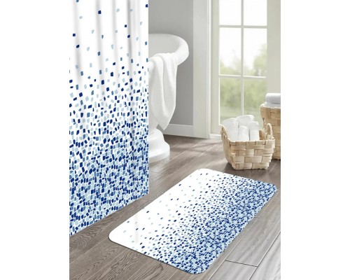 Комплект ковриков для ванной и туалета со шторкой (Пиксель)