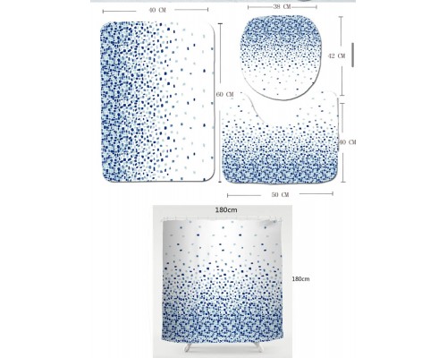 Комплект ковриков для ванной и туалета со шторкой (Пиксель)