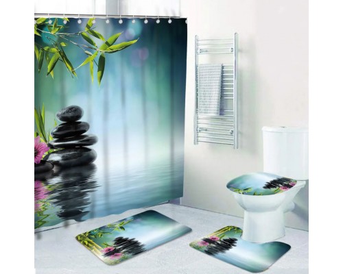 92, Комплект ковриков для ванной и туалета со шторкой 60x40 см (Камень Дзен), , 13990 тг, 516126, Buzz Lady, Аксессуары для ванной комнаты