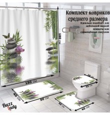 Комплект ковриков для ванной и туалета со шторкой (Дзен камень и вода)