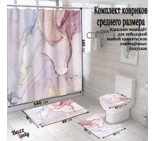 Комплект ковриков для ванной и туалета со шторкой 60*40 см (Розовый мрамор)