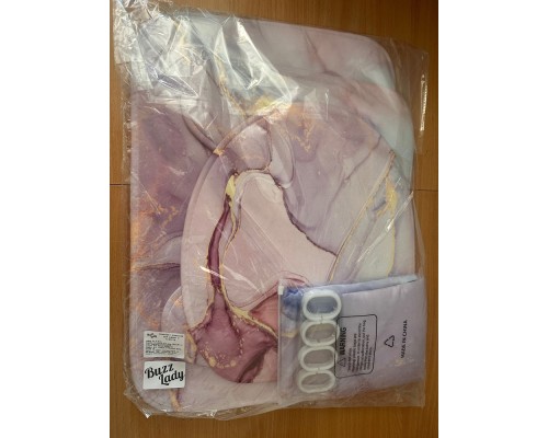 91, Комплект ковриков для ванной и туалета со шторкой 60*40 см (Розовый мрамор), , 13990 тг, 606777, Buzz Lady, Аксессуары для ванной комнаты