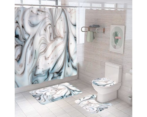 Комплект ковриков для ванной и туалета со шторкой (Гранит)