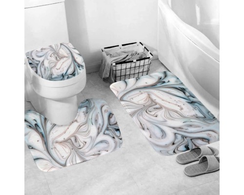 Комплект ковриков для ванной и туалета со шторкой (Гранит)