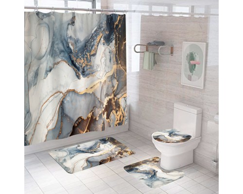 90, Комплект ковриков для ванной и туалета со шторкой 60x40 см (Серебрянный мрамор), , 13990 тг, 602836, Buzz Lady, Аксессуары для ванной комнаты