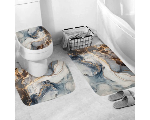 90, Комплект ковриков для ванной и туалета со шторкой 60x40 см (Серебрянный мрамор), , 13990 тг, 602836, Buzz Lady, Аксессуары для ванной комнаты