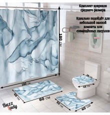 Комплект ковриков для ванной и туалета со шторкой (Мрамор)