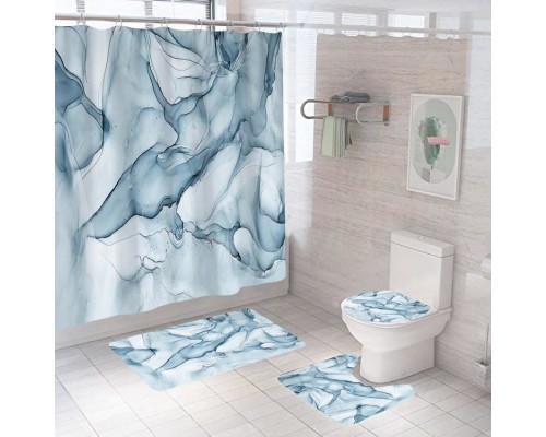 Комплект ковриков для ванной и туалета со шторкой (Мрамор)
