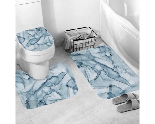 Комплект ковриков для ванной и туалета со шторкой (Мрамор)