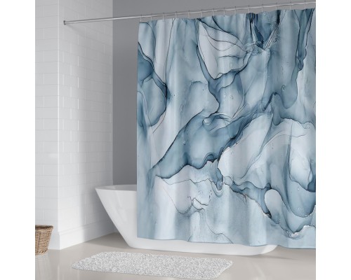 Комплект ковриков для ванной и туалета со шторкой (Мрамор)