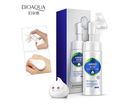BIOAQUA AMINO ACID CLEANSING FOAM пенка-мусс для умывания с аминокислотами  с силиконовой щеточкой ,150 МЛ.