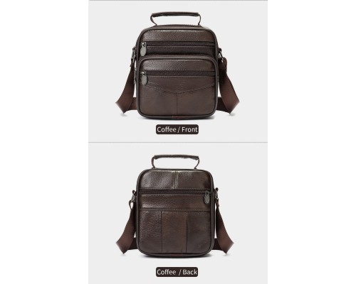 Мужская барсетка натуральная кожа с ручкой кофейная 