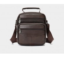 Мужская барсетка натуральная кожа с ручкой кофейная 
