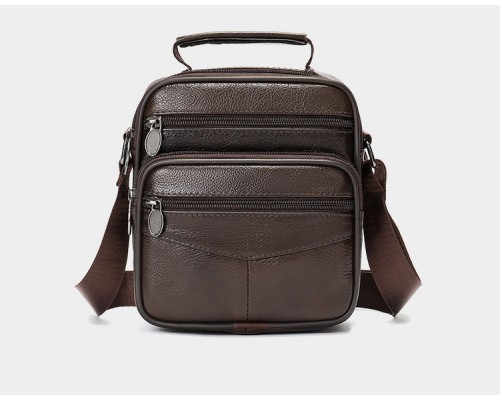 Мужская барсетка натуральная кожа с ручкой кофейная 